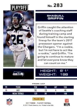 2017 Panini Playoff - 3rd Down #283 Shaquill Griffin Back