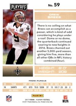2017 Panini Playoff - 4th Down #59 Drew Brees Back