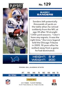 2017 Panini Playoff - 4th Down #129 Barry Sanders Back