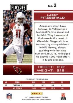 2017 Panini Playoff - Red Zone #2 Larry Fitzgerald Back