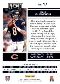 2017 Panini Playoff - Red Zone #17 Mike Glennon Back