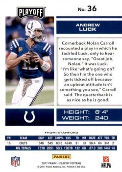 2017 Panini Playoff - Red Zone #36 Andrew Luck Back