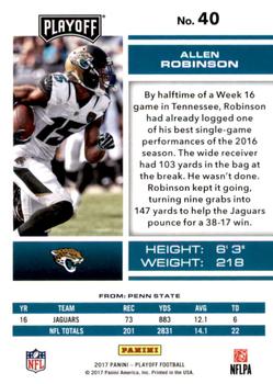 2017 Panini Playoff - Red Zone #40 Allen Robinson Back