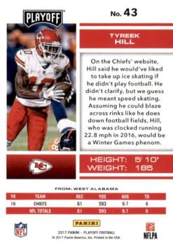 2017 Panini Playoff - Red Zone #43 Tyreek Hill Back
