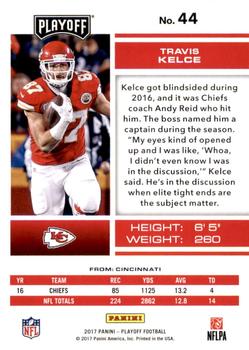 2017 Panini Playoff - Red Zone #44 Travis Kelce Back
