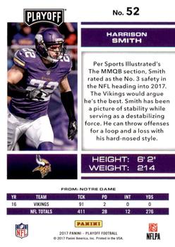 2017 Panini Playoff - Red Zone #52 Harrison Smith Back