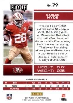 2017 Panini Playoff - Red Zone #79 Carlos Hyde Back