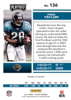 2017 Panini Playoff - Red Zone #136 Fred Taylor Back