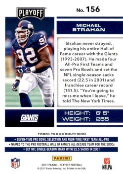 2017 Panini Playoff - Red Zone #156 Michael Strahan Back