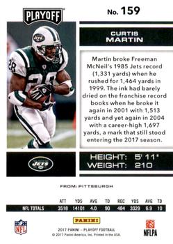 2017 Panini Playoff - Red Zone #159 Curtis Martin Back