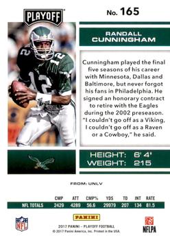 2017 Panini Playoff - Red Zone #165 Randall Cunningham Back