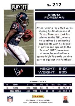 2017 Panini Playoff - Red Zone #212 D'Onta Foreman Back
