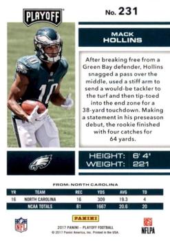2017 Panini Playoff - Red Zone #231 Mack Hollins Back