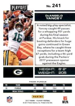 2017 Panini Playoff - Red Zone #241 DeAngelo Yancey Back