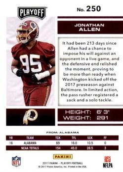 2017 Panini Playoff - Red Zone #250 Jonathan Allen Back