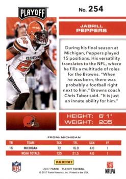 2017 Panini Playoff - Red Zone #254 Jabrill Peppers Back