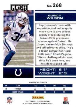 2017 Panini Playoff - Red Zone #268 Quincy Wilson Back