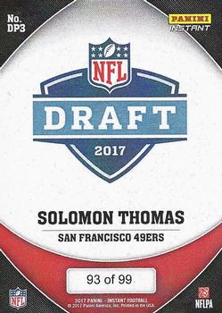 2017 Panini Instant NFL - NFL Draft Purple #DP3 Solomon Thomas Back
