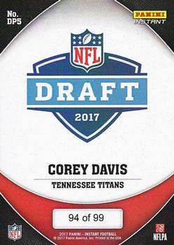 2017 Panini Instant NFL - NFL Draft Purple #DP5 Corey Davis Back