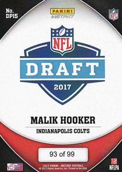 2017 Panini Instant NFL - NFL Draft Purple #DP15 Malik Hooker Back