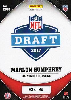 2017 Panini Instant NFL - NFL Draft Purple #DP16 Marlon Humphrey Back