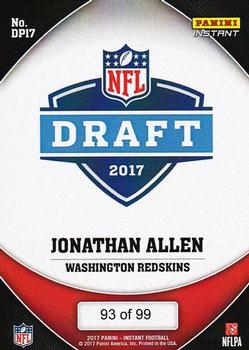 2017 Panini Instant NFL - NFL Draft Purple #DP17 Jonathan Allen Back