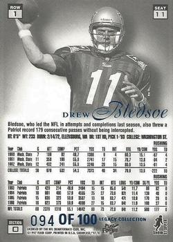 1997 Flair Showcase - Legacy Collection Row 1 (Grace) #11 Drew Bledsoe Back