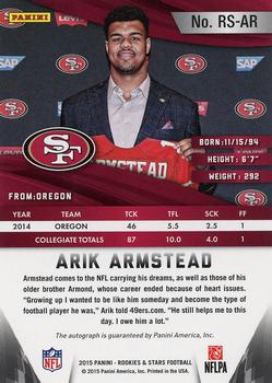 2015 Panini Rookies & Stars - Longevity Rookie Signatures #RS-AA Arik Armstead Back