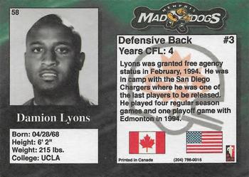 1995 R.E.L. #58 Damion Lyons Back