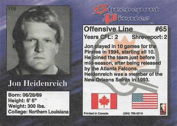 1995 R.E.L. #118 Jon Heidenreich Back