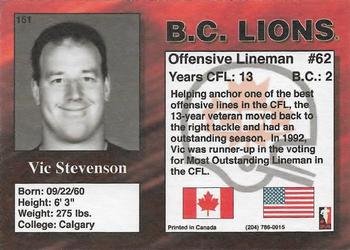 1995 R.E.L. #151 Vic Stevenson Back