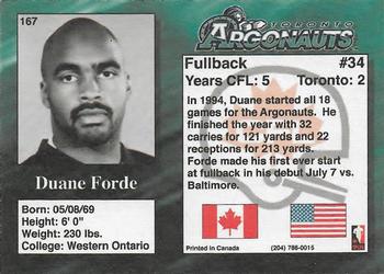 1995 R.E.L. #167 Duane Forde Back