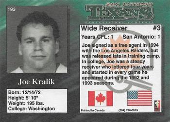 1995 R.E.L. #193 Joe Kralik Back