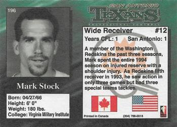 1995 R.E.L. #196 Mark Stock Back