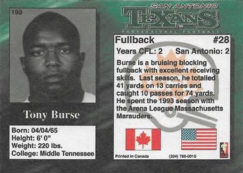 1995 R.E.L. #198 Tony Burse Back