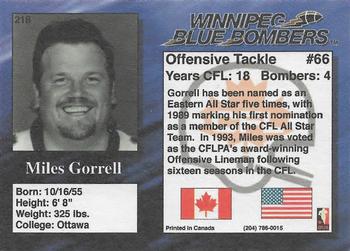 1995 R.E.L. #218 Miles Gorrell Back