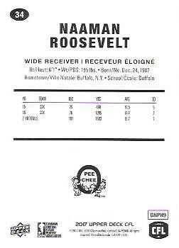 2017 Upper Deck CFL - O-Pee-Chee Retro #34 Naaman Roosevelt Back