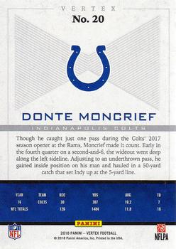 2017 Panini Vertex #20 Donte Moncrief Back