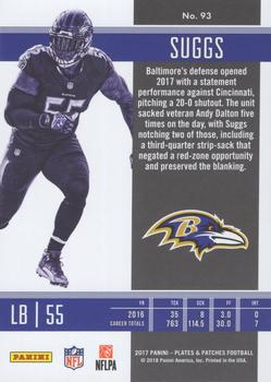 2017 Panini Plates & Patches #93 Terrell Suggs Back