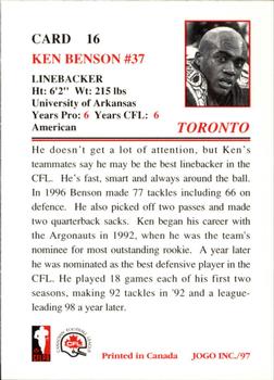 1997 JOGO #16 Ken Benson Back