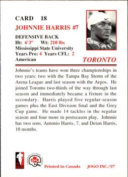 1997 JOGO #18 Johnnie Harris Back