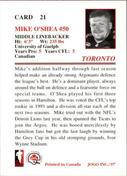 1997 JOGO #21 Mike O'Shea Back