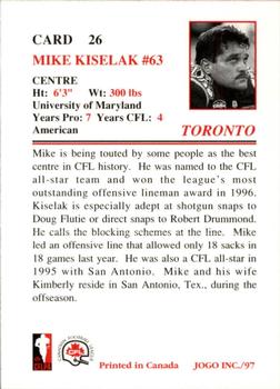 1997 JOGO #26 Mike Kiselak Back