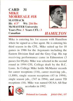 1997 JOGO #31 Mike Morreale Back