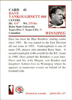 1997 JOGO #41 Dave Vankoughnett Back