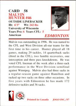 1997 JOGO #58 Malvin Hunter Back