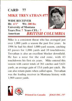 1997 JOGO #77 Mike Trevathan Back