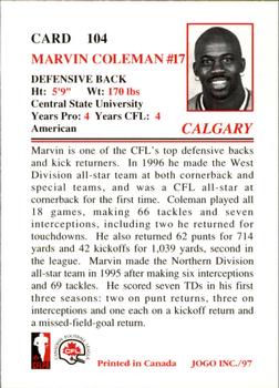 1997 JOGO #104 Marvin Coleman Back