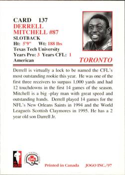 1997 JOGO #137 Derrell Mitchell Back