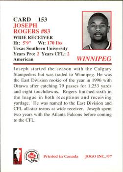 1997 JOGO #153 Joseph Rogers Back
